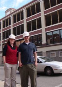 Todd and Sarah in hard hats