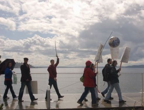 Activists at a rally