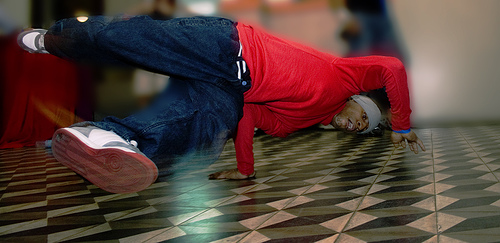 Breakdancer spinning.