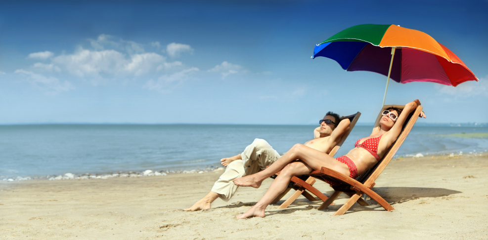 sunbathing couple