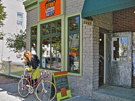 Neighborhood grocery store with bike in front