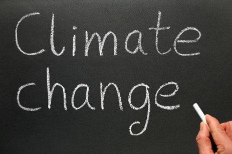 "climate change" on chalkboard