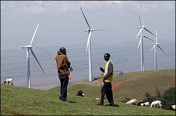 Kenya built its first wind farm, above, outside Nairobi. In January, construction will begin on a $760 million wind farm in the Chalbi Desert.