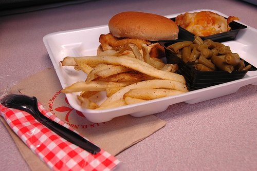 styrofoam lunch tray