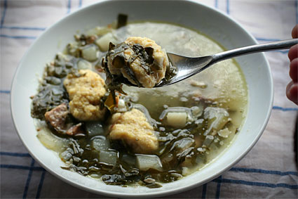 Homemade corn dumplings turn potlikker soup into a satisfying meal.