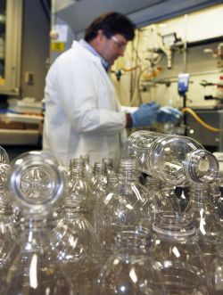 IBM scientist Jim Hedrick in the lab at the Almaden Research Center. 