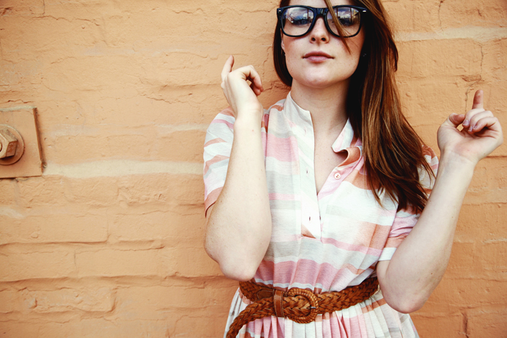 Woman in Urban Outfitters clothing.