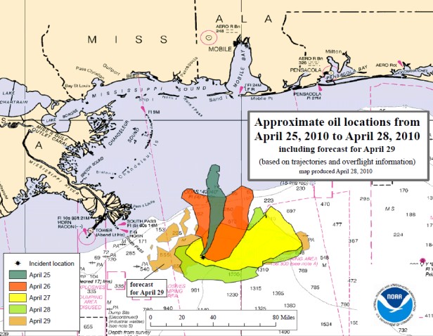 oil spill trajectory map