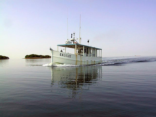 Fishing a boat.