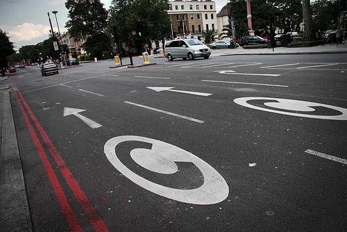 Congestion lanes in London.