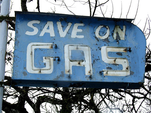 "save on gas" sign