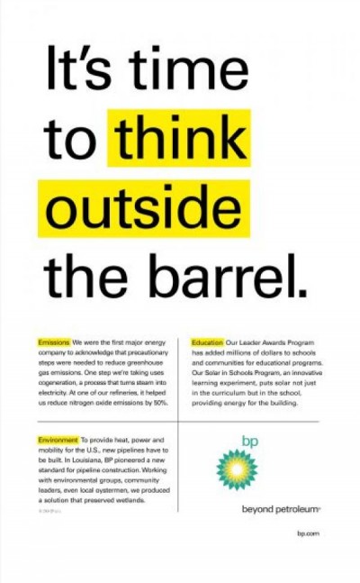 BP ad: "Think outside the barrel"