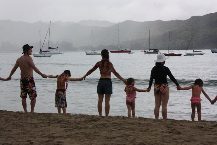 Hands across a beach.