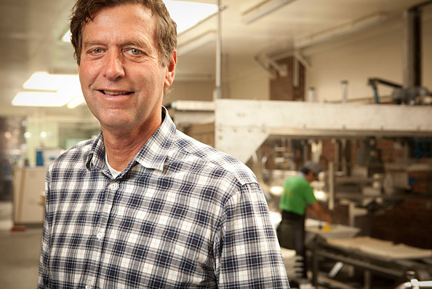 John Scharffenberger at the Hodo Soy Beanery tofu factory