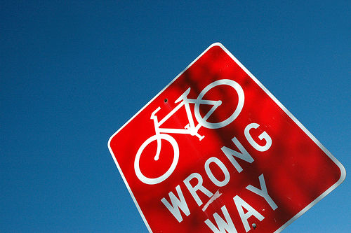 "wrong way" sign