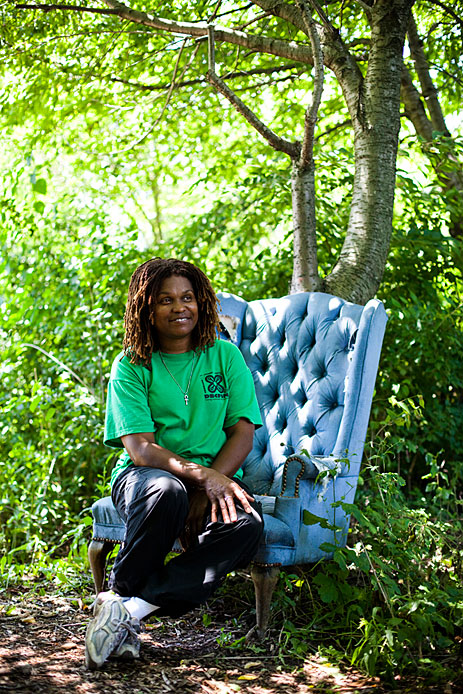 Woman under tree