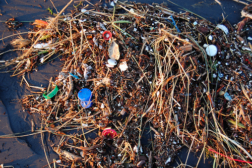 Plastic on a beach.