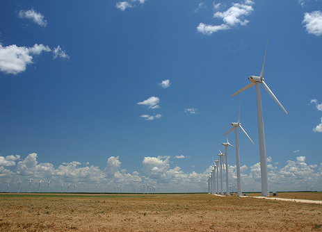 Wind turbines.