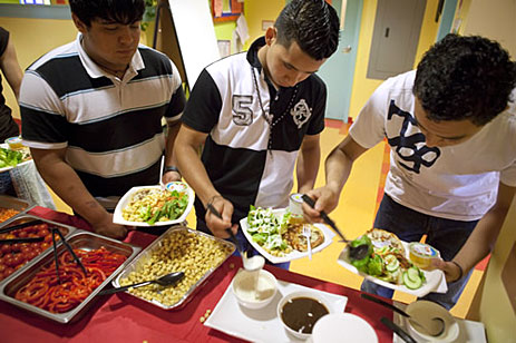 Kids at salad bar