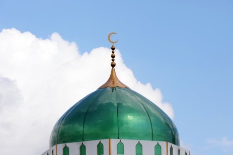 Mosque with green roof