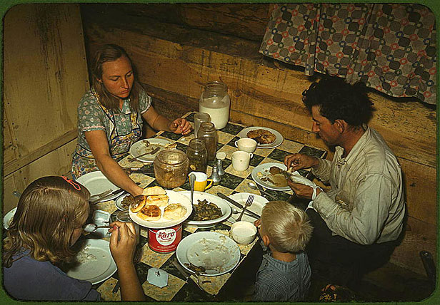 Family eating dinner