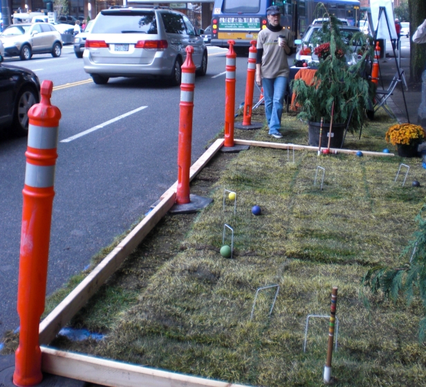 PARKing Day 2010 croquet in Seattle