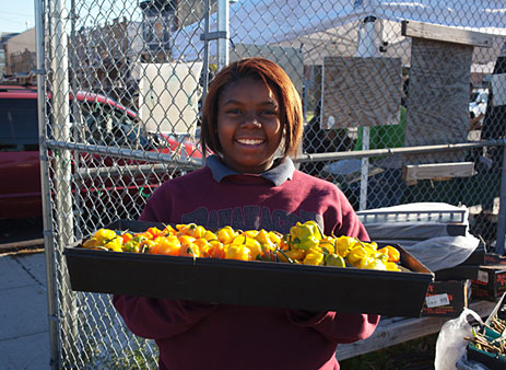 Girl with fruit