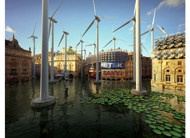 Piccadilly Circus – water lilies, fish and wind turbines