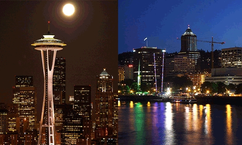 Seattle and Portland skylines