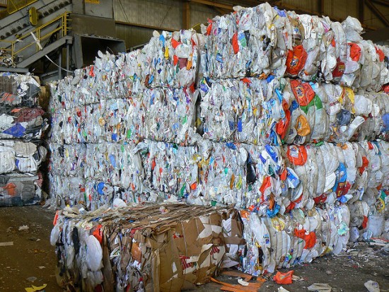 Baled plastic for recycling