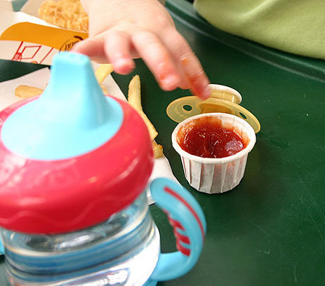 baby hand and ketchup