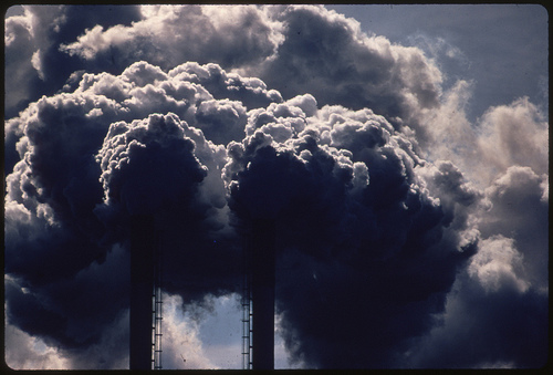 Pollution from the burning of discarded automobile batteries in Houston, Texas.