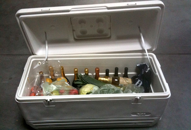 Cooler full of food