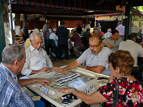 Playing dominoes in Little Havana.