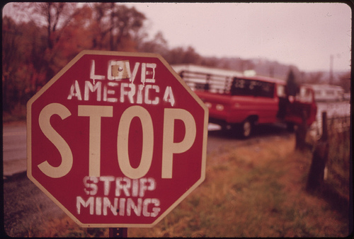 Tagged stop signs in Hendrysburg, Ohio.