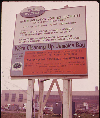 Sign on a water pollution control plant