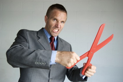 man with big scissors