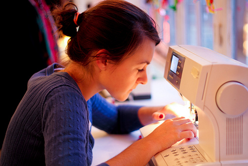 Woman sewing