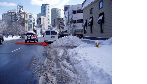 Snow covered bike lane