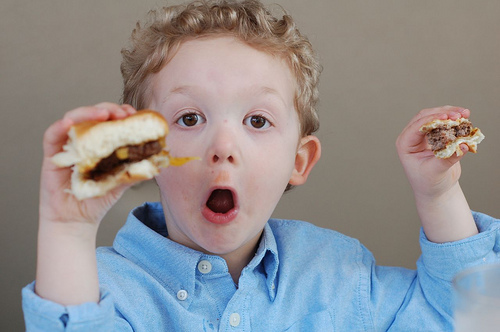 Boy with a burger