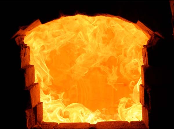 flames in a furnace