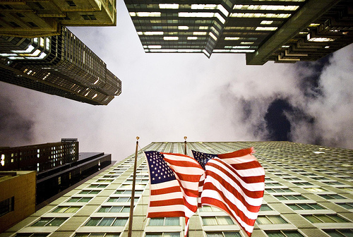 Flags and buildings