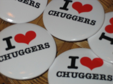 I heart chuggers pins