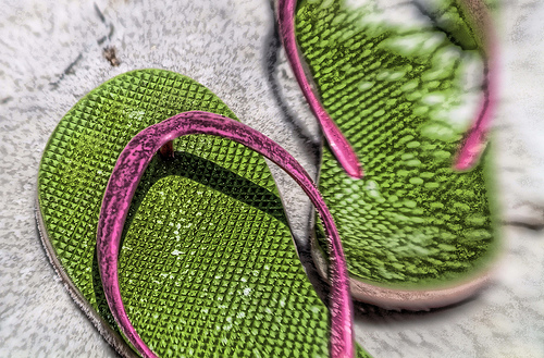 Flip flops on the beach