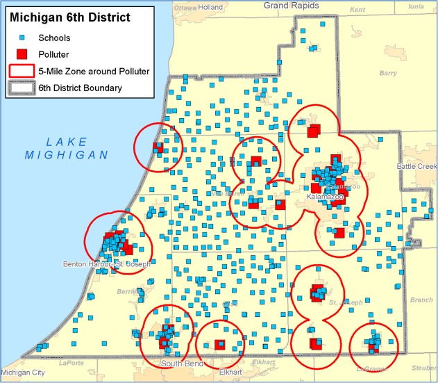 Upton's District, schools and polluters