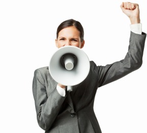 Woman with megaphone.