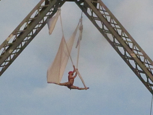 Aerialist on bridge