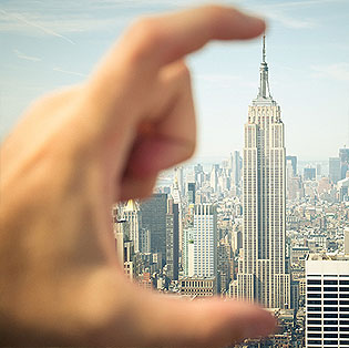 Pinching a skyscraper.