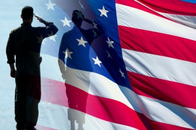 soldiers soluting flag