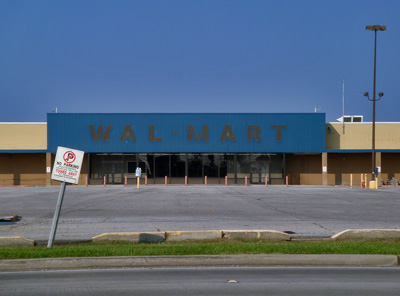 abandoned Walmart and parking lot